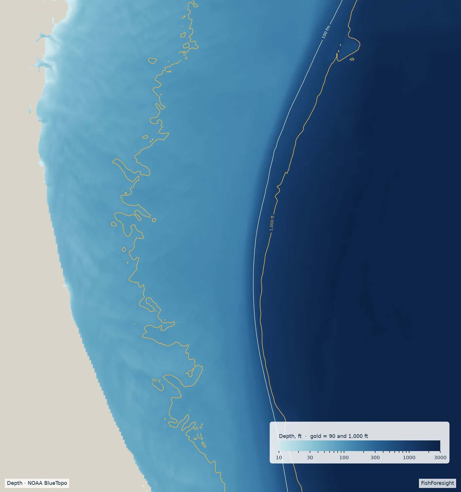 Bathymetry with depth contours